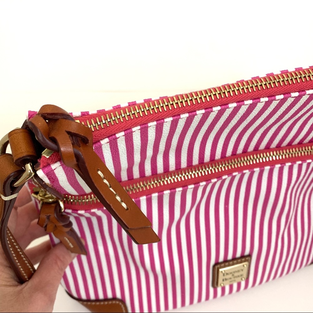 Dooney & Bourke Pink and White Vertical Stripe Crossbody Bag - Picture 7 of 13